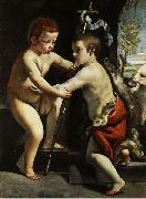 Guido Cagnacci Jesus and John the Baptist as children France oil painting artist